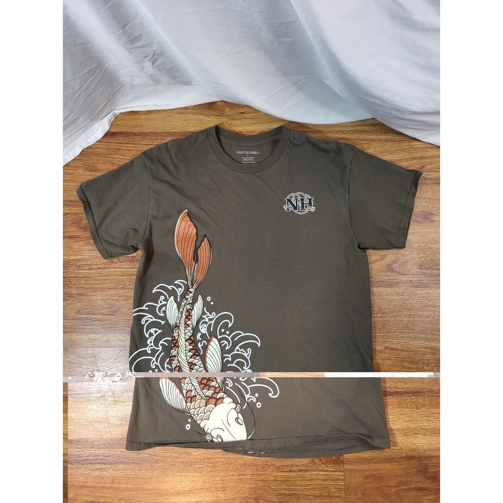 Ninth Hall Size Large Graphic Brown Koi Pond Short Sleeve Tee